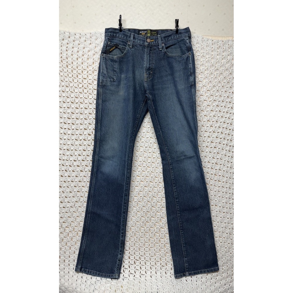 Ariat Rebar M5 Jeans Mens Tag 32x38 Fits 32x37 Blue Denim Straight Leg
